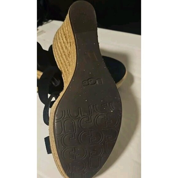 Ugg Suede Sandals Platform Espadrilles Slip On Strappy Size 8 - Picture 6 of 7